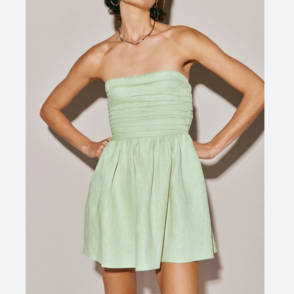 NWT Vrg Girl SAINT MALO LINEN MINI DRESS SAGE